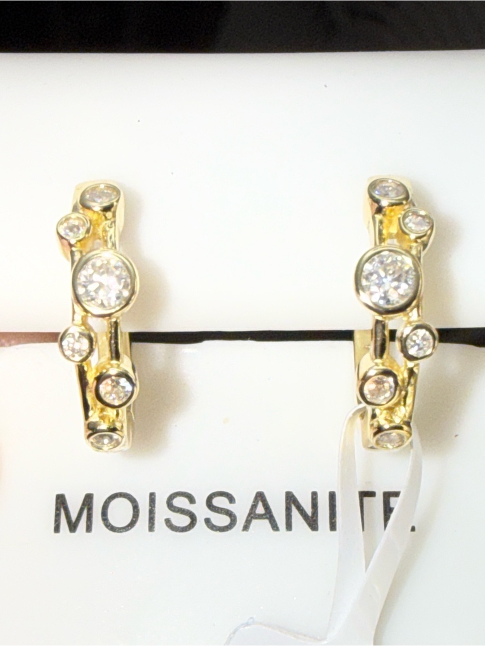 14k gold over 925 Sterling Silver GRA CERTIFIED Moissanite DIAMOND Hoop Earrings